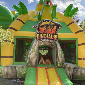 Dmuchany zamek typu Combo Dinozaur z małą zjeżdżalnią – Party Palace